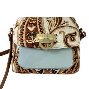 Spartina 449 St. Simons Savannah Hipster Linen and Blue Leather Crossbody Purse